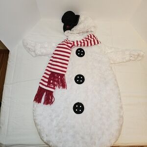 Cozy Snowman Kids Costume with Red and White Scarf
